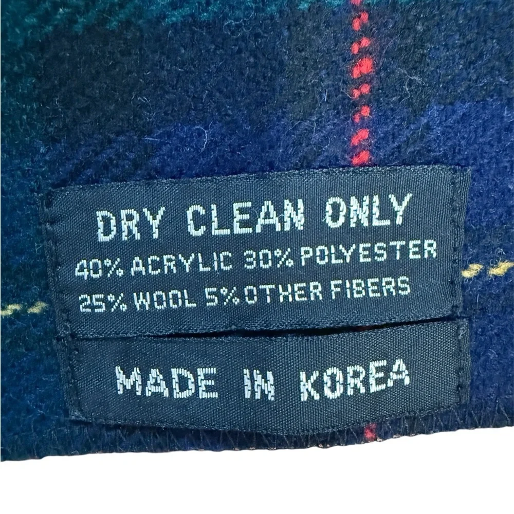 Vintage Wool scarf tartan plaid made‎ in Korea Dark Academia